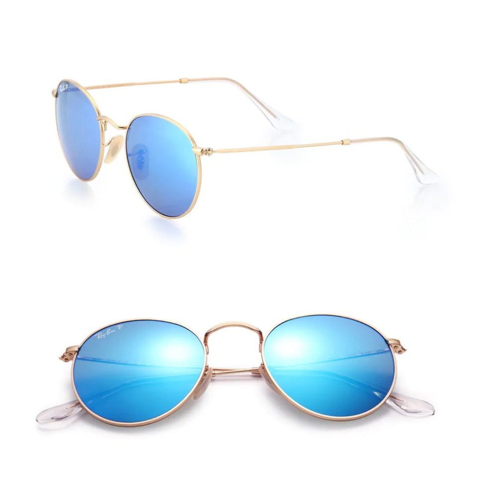 Ray Ban Round Polarized Blue Mirrored Lenses